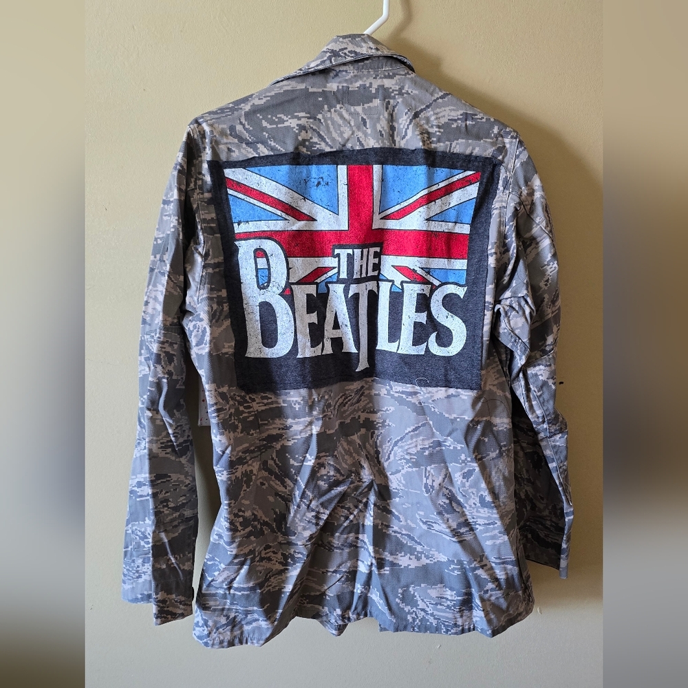 Upcycled Beatles Vintage Army Jacket Sz L